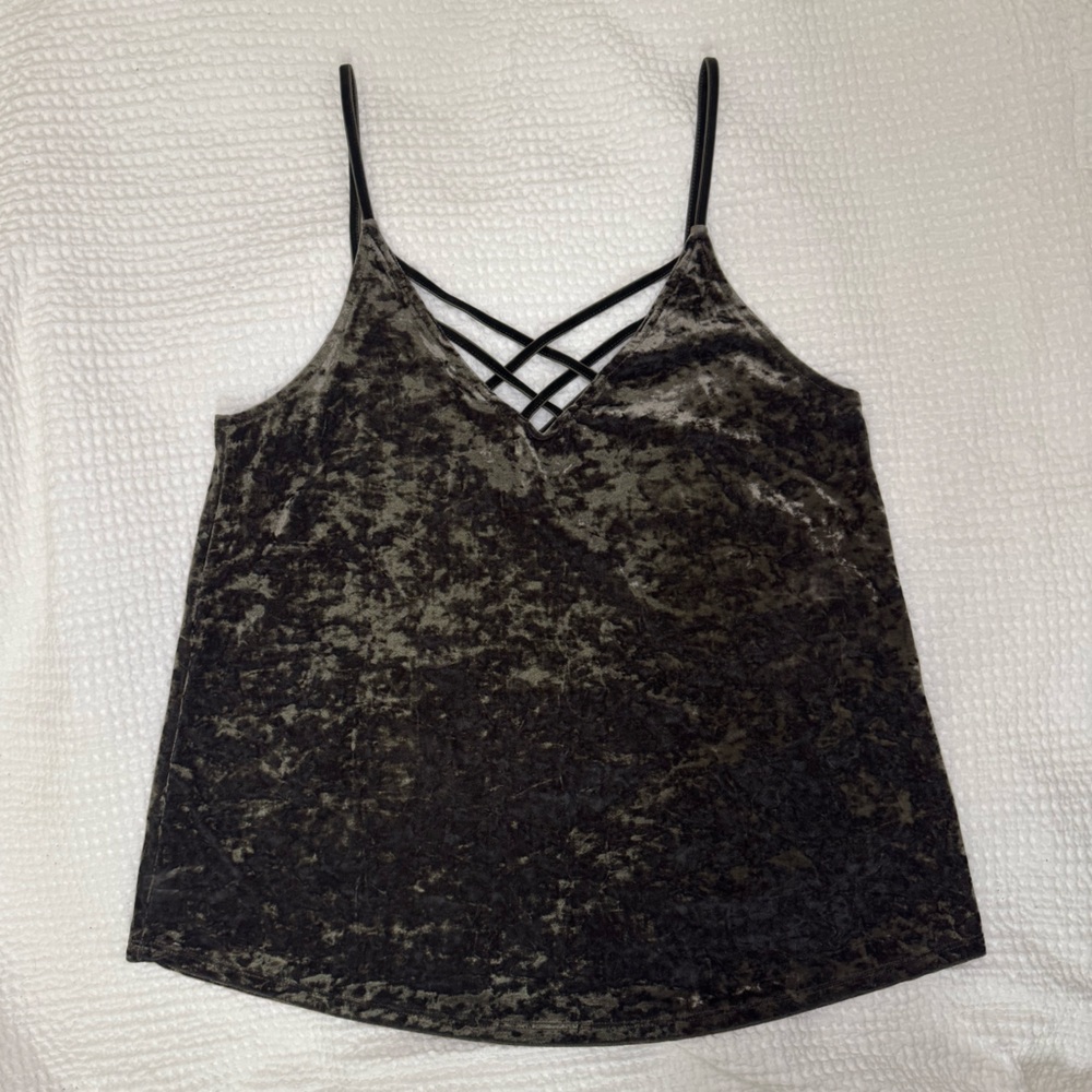 Velvet Strappy Deep Green Cami Top